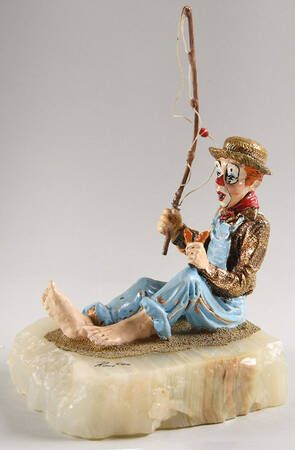 Clown Sculptures Joe Hobo Fishing - No Box