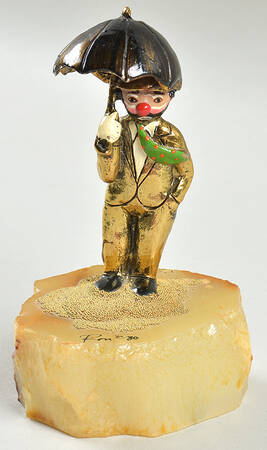 Clown Sculptures Executive With Black Umbrella - No Box