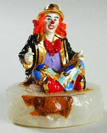 Clown Sculptures Clown On Red Ball With Stars - No Box