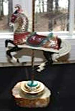 Clown Sculptures Black Carousel Horse - No Box