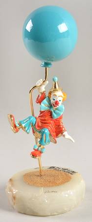 Clown Sculptures Up, Up, And Away-Blue Balloon - No Box