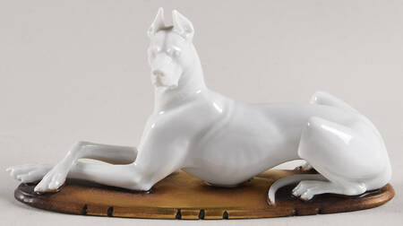 Rosenthal Figurine Great Dane-White,Antique Gold Base - No Box