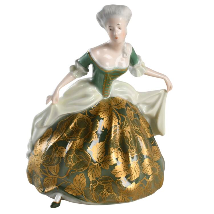 Rosenthal Figurine Empire Dancer-Green & Gold - No Box
