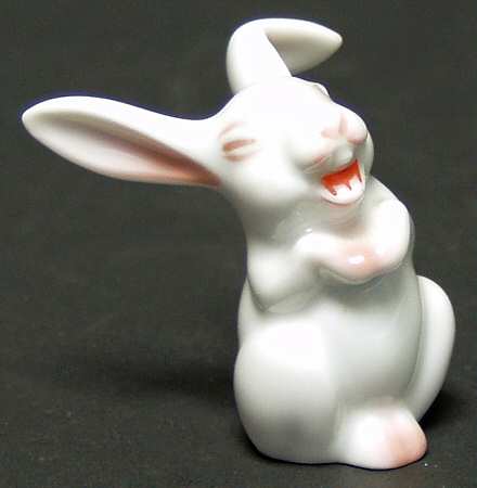 Rosenthal Figurine Laughing Rabbit-White With Pink Accent - No Box
