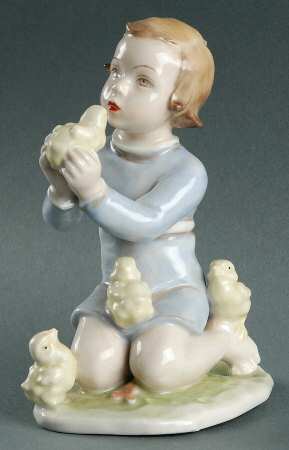 Rosenthal Figurine Girl W/ Chicks - Boxed