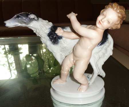 Rosenthal Figurine Cherub With Whippet-Color - No Box