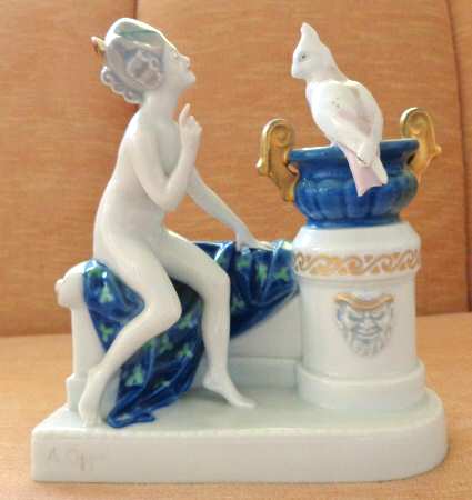 Rosenthal Figurine Nude Lady And Bird - No Box