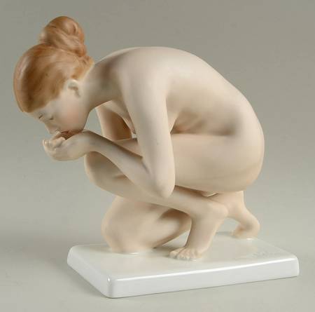 Rosenthal Figurine Nude Woman Drinking Color - No Box