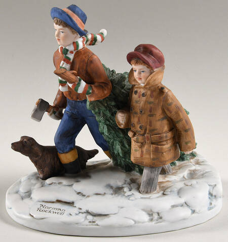 Rockwell Museum Figurine Bringing Home The Tree - Boxed