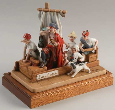 Rockwell Museum Figurine Playing Pirates - Boxed
