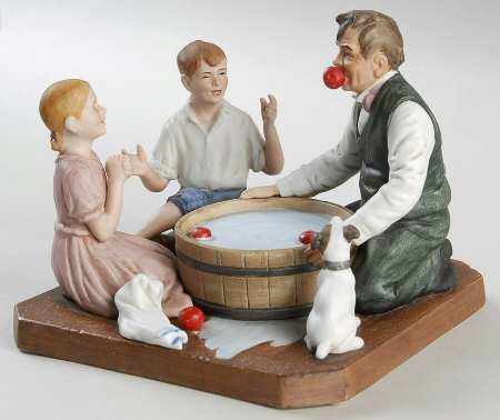 Norman Rockwell Classic Bobbing For Apples - Boxed