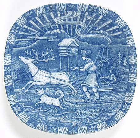 Rorstrand Christmas Plate Nils In Lapland - Boxed