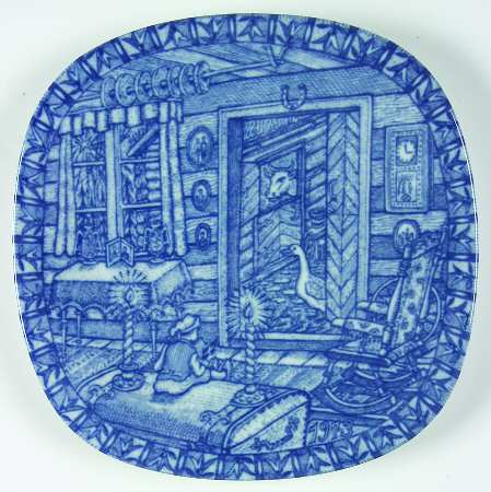 Rorstrand Christmas Plate Farm In Smaland - Boxed