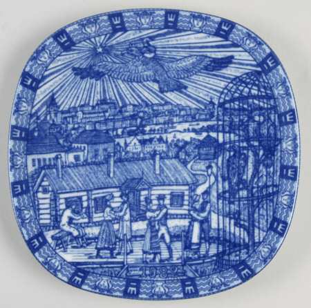 Rorstrand Christmas Plate Nils At Skansen - Boxed