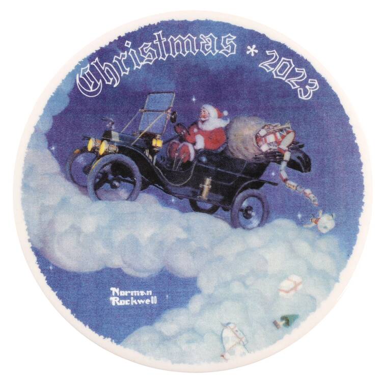 Annual Christmas Plate Santa In Old Car - No Box