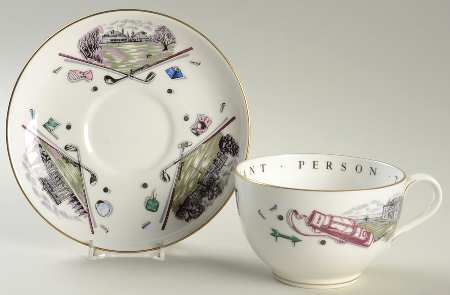 Very Important Person Cup & Saucer Golf Cup & Saucer- Black  - No Box