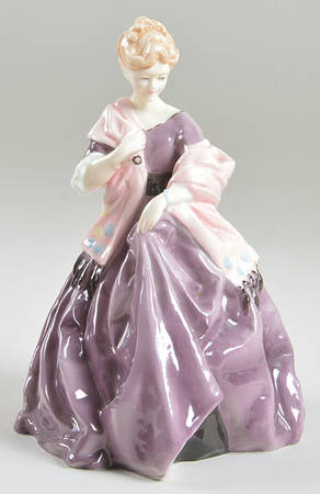 Royal Worcester Figurine First Dance-Mauve Dress Pink Stole - No Box