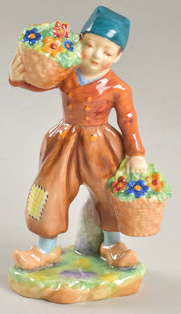 Royal Worcester Figurine Dutch Boy-Orange Jacket - No Box