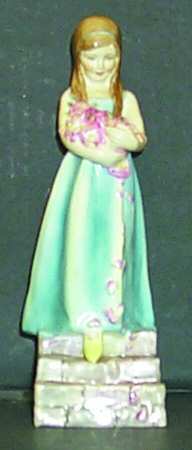 Royal Worcester Figurine Bridesmaid-Blue Dress;Yellow Shoe - No Box