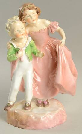 Royal Worcester Figurine Sister-Pink Dress - No Box