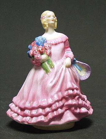 Royal Worcester Figurine June-Pink Dress, Lilac Bonnet - No Box 42