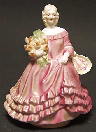 Royal Worcester Figurine June-Pink Dress Shot Gold - No Box