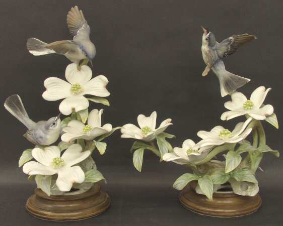 Doughty American Birds Blue-Grey Gnatcatchers & Dogwood Pair - Boxed