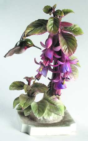 Doughty American Birds Cock-Ruby-Throated Hummingbird & Fuchsia - Boxed