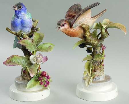 Doughty American Birds Indigo Buntings & Blackberry Pair - Boxed