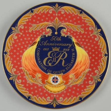 Royal Worcester Royalty Giftware Elizabeth Ii 50th Ann Cornoation Plate - With Box
