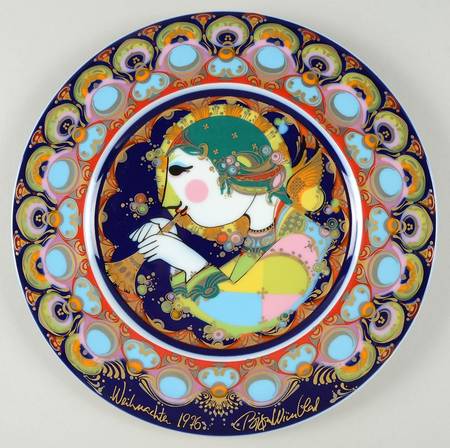 Bjorn Wiinblad Christmas Plate Angel With Trumpet - No Box