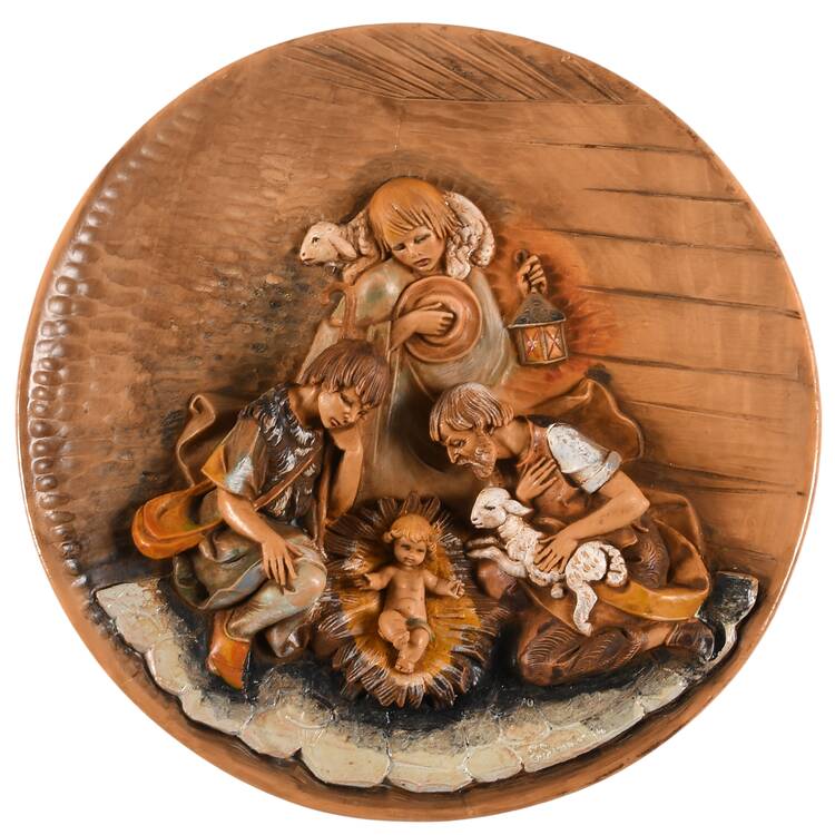 Fontanini Christmas Plate O Come Let Us Adore Him - Boxed