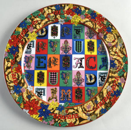 Versace Christmas Plates Holiday Alphabet - Boxed by Rosenthal - Continental