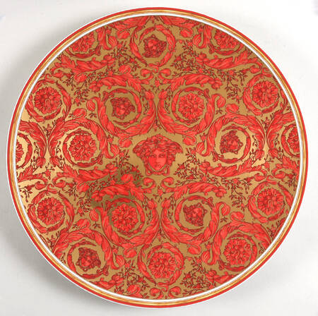 Versace Christmas Plates Medusa Garland Red  - No Box by Rosenthal - Continental