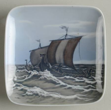 Royal Copenhagen Giftware Viking Ships Square Tray - No Box