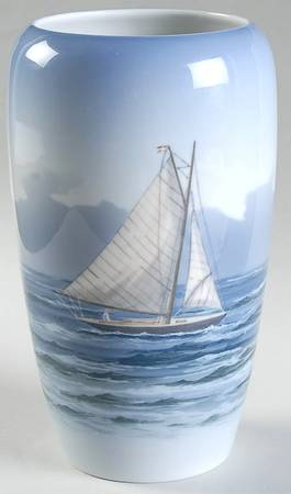 Royal Copenhagen Vase Sailing Ship Seascape Vase - No Box