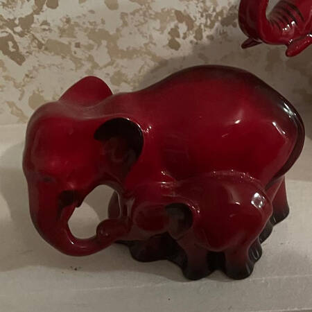 Flambe Elephant And Young-Flambe - Boxed