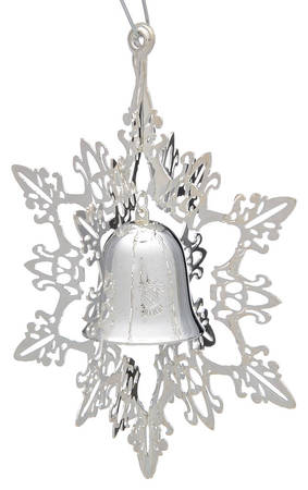 Snowflake & Bell Ornament Silverplate - Boxed