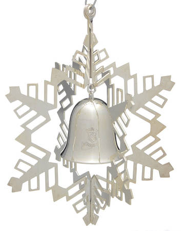 Snowflake & Bell Ornament Silverplate - Boxed