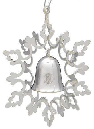 Snowflake & Bell Ornament Silverplate - With Box