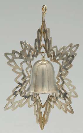 Snowflake & Bell Ornament Silverplate - Boxed