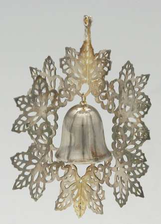 Snowflake & Bell Ornament Silverplate - Boxed