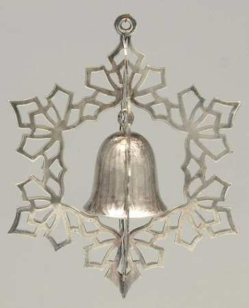 Snowflake & Bell Ornament Silverplate - Boxed