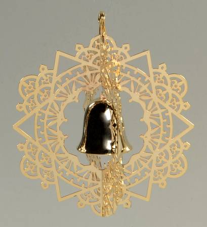 Snowflake & Bell Ornament Gold - Boxed