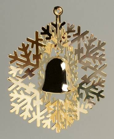 Snowflake & Bell Ornament Gold - Boxed