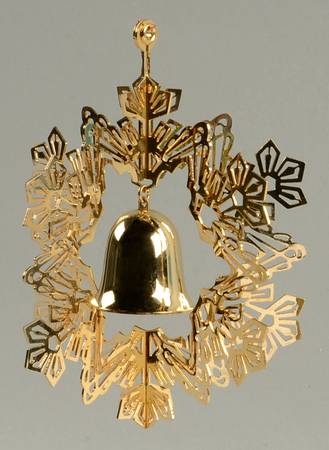 Snowflake & Bell Ornament Gold - Boxed