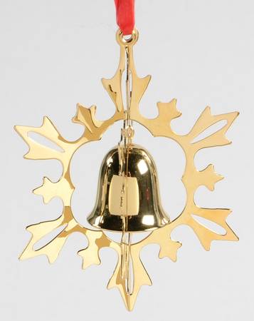 Snowflake & Bell Ornament Gold - Boxed