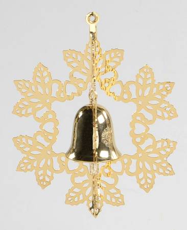 Snowflake & Bell Ornament Gold - Boxed