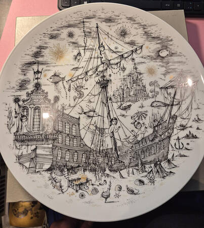 Peynet Giftware Lovers As Mermaids Wall Plate - No Box