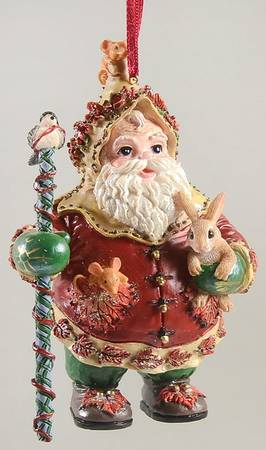 Woodland Winds Frosty Leaf Santa Ornament - Boxed